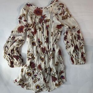Free People long sleeved floral oversized shift dress size small